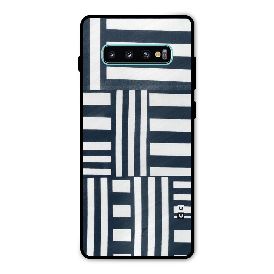 Square  Stripes Metal Back Case for Galaxy S10 Plus