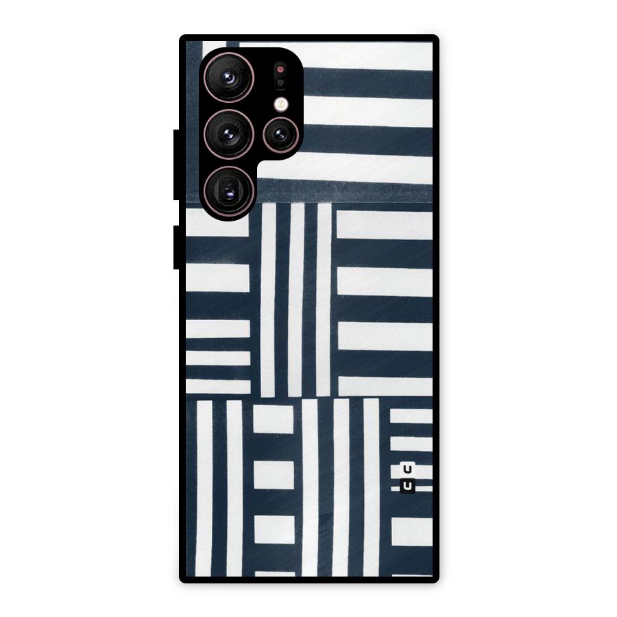 Square  Stripes Metal Back Case for Galaxy S22 Ultra 5G