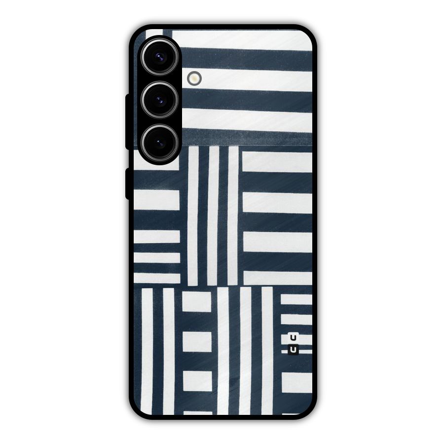 Square  Stripes Metal Back Case for Galaxy S24 Plus