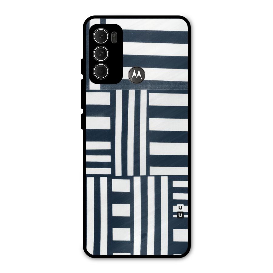 Square  Stripes Metal Back Case for Moto G60