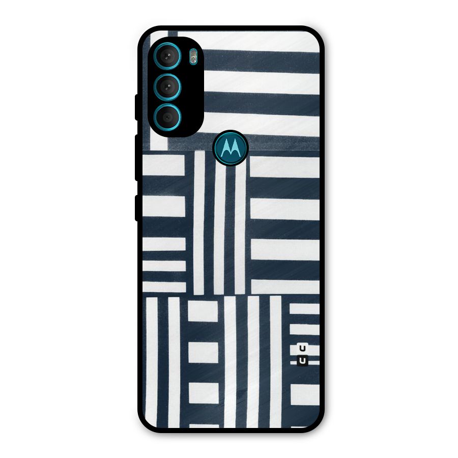 Square  Stripes Metal Back Case for Moto G71 5G