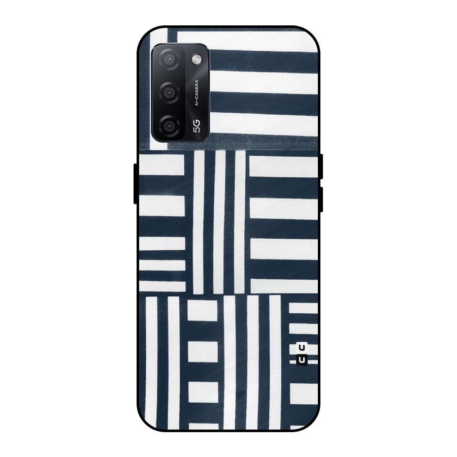 Square  Stripes Metal Back Case for Oppo A53s 5G