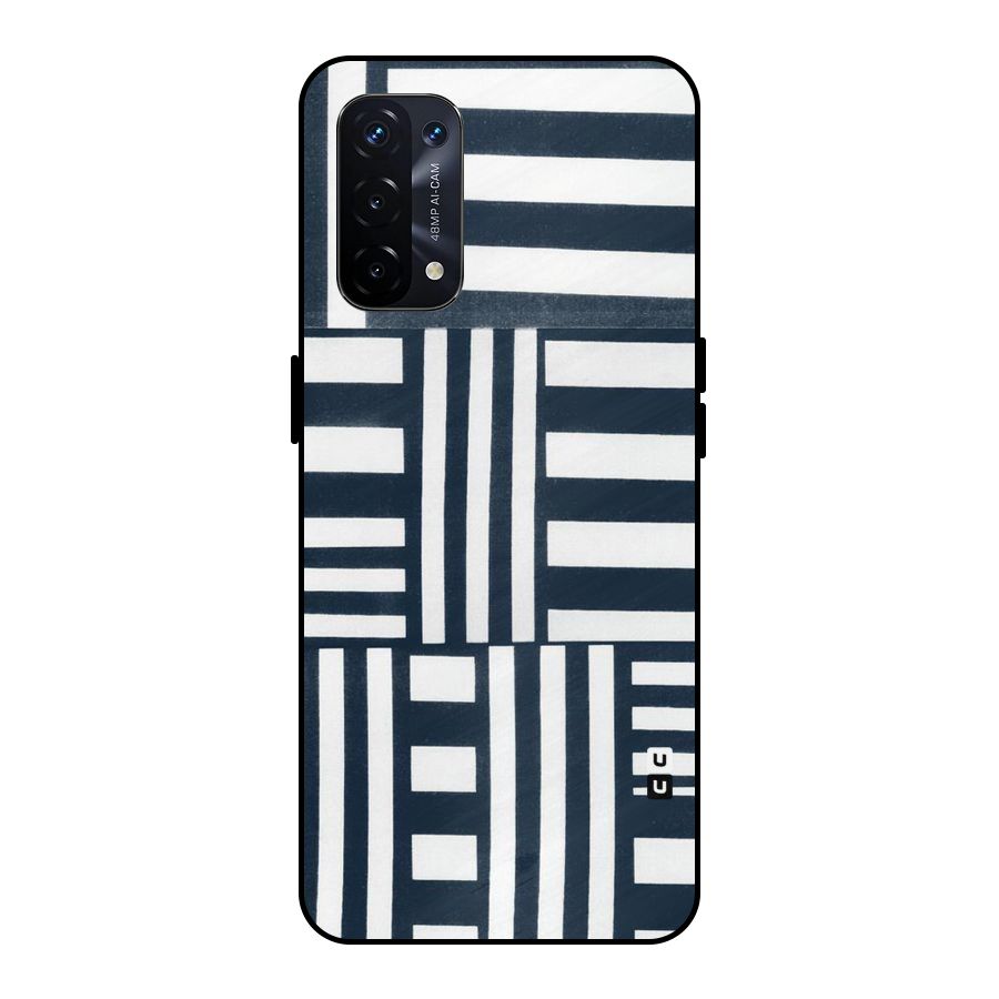 Square  Stripes Metal Back Case for Oppo A74 5G