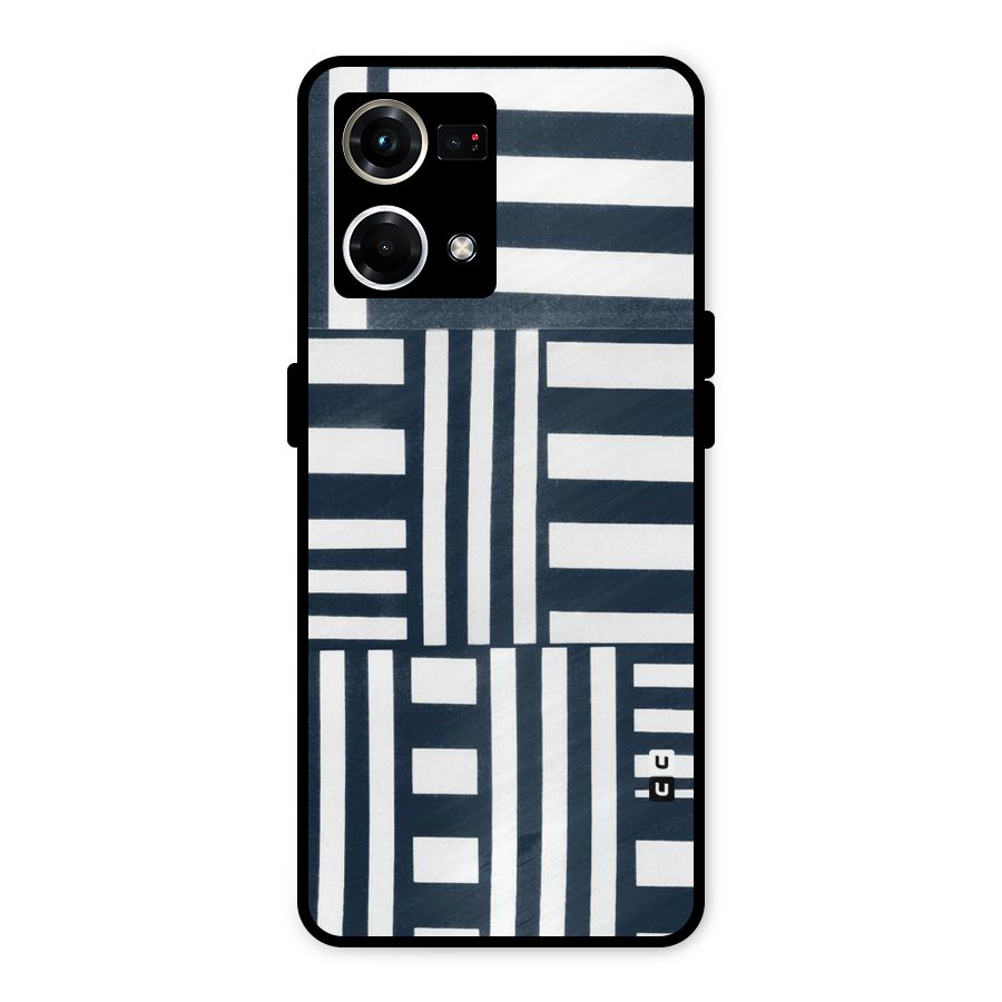Square  Stripes Metal Back Case for Oppo F21 Pro 4G