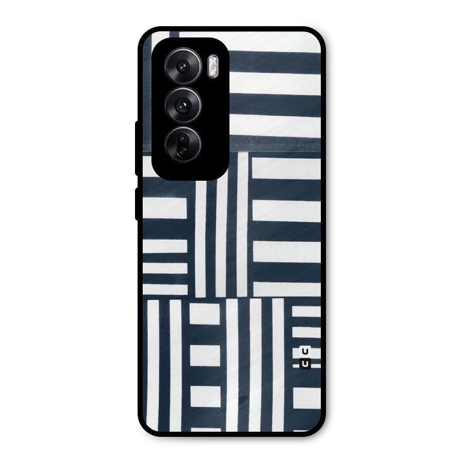 Square  Stripes Metal Back Case for Oppo Reno12