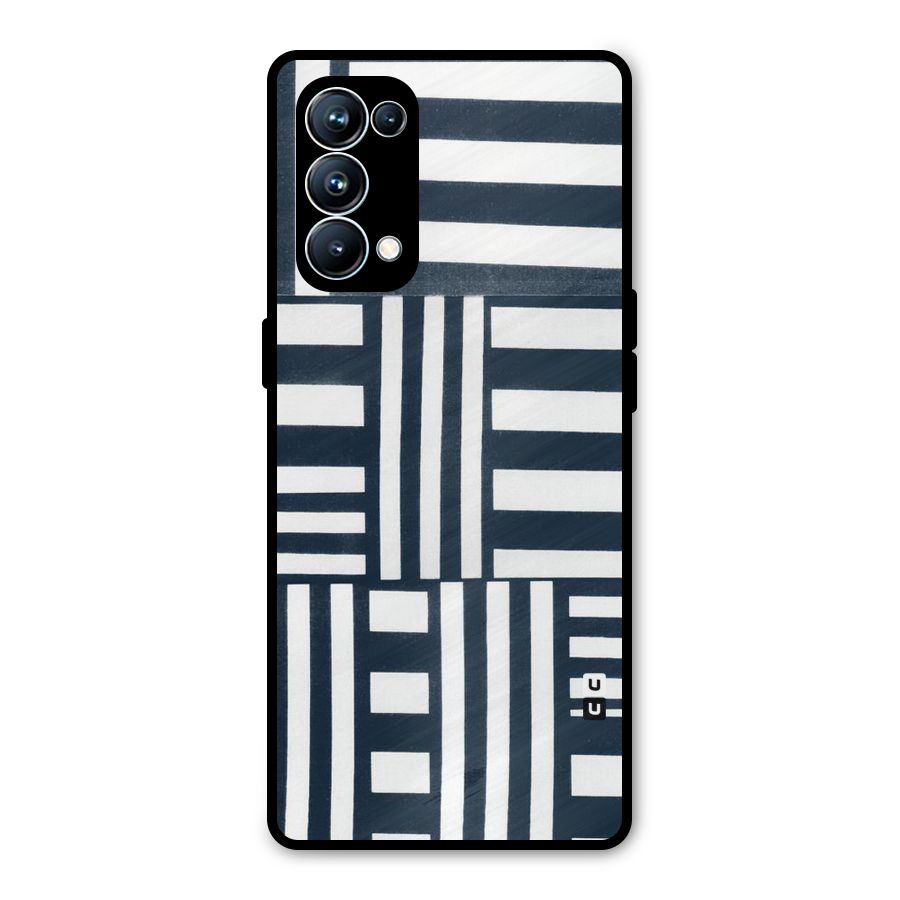 Square  Stripes Metal Back Case for Oppo Reno5 Pro 5G