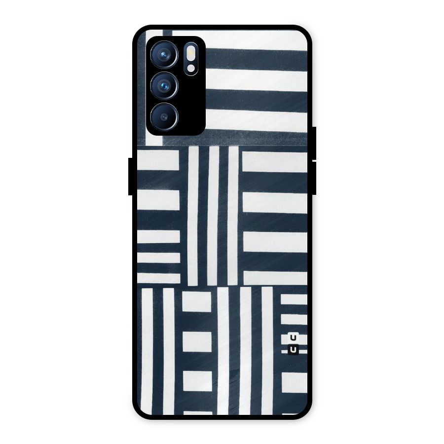Square  Stripes Metal Back Case for Oppo Reno6 5G