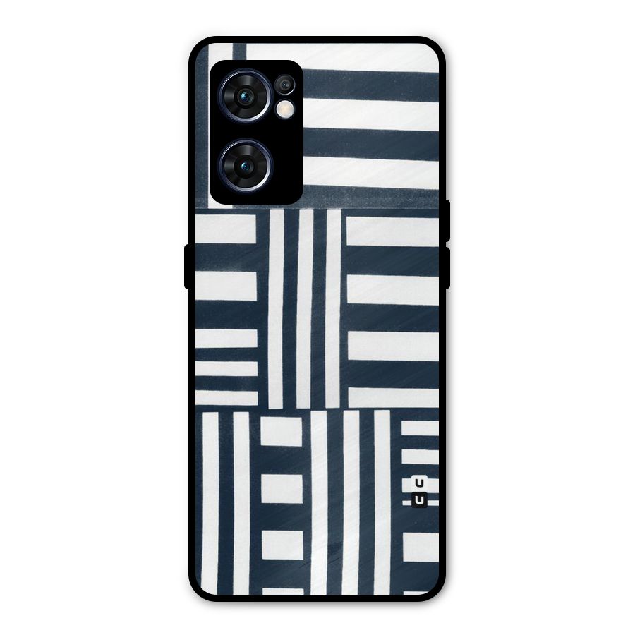 Square  Stripes Metal Back Case for Oppo Reno7 5G