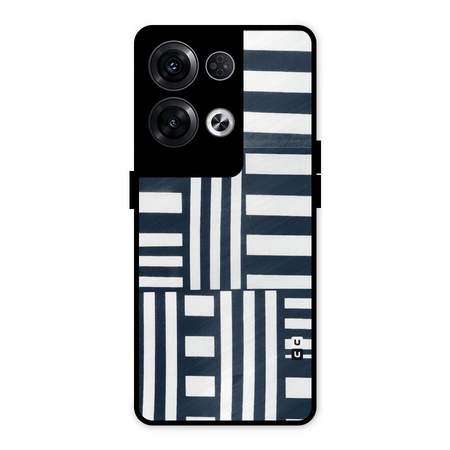 Square  Stripes Metal Back Case for Oppo Reno8 Pro 5G