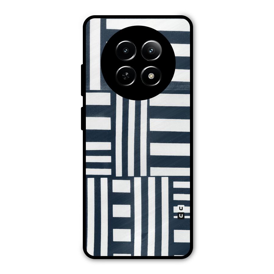 Square  Stripes Metal Back Case for Realme 12x 5G