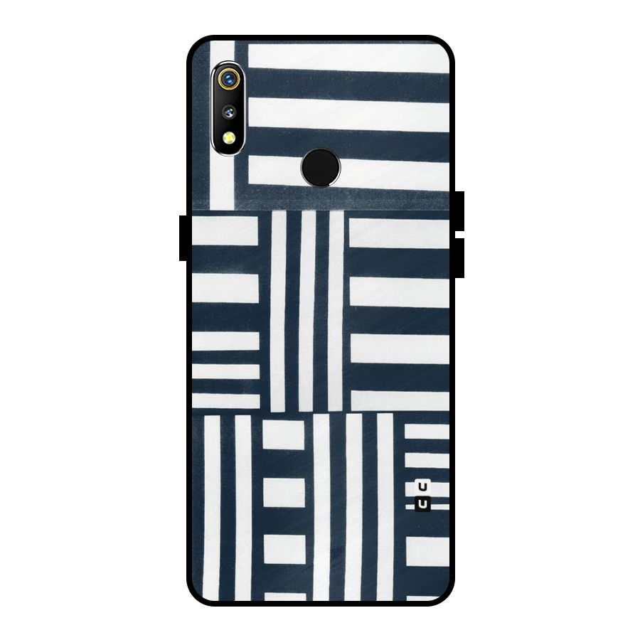 Square  Stripes Metal Back Case for Realme 3