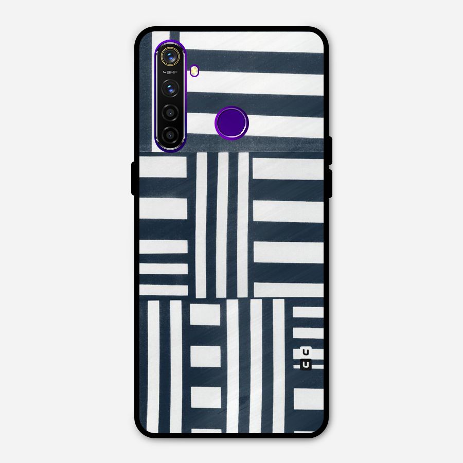 Square  Stripes Metal Back Case for Realme 5 Pro
