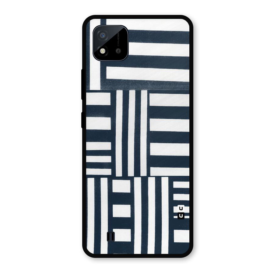 Square  Stripes Metal Back Case for Realme C11 2021