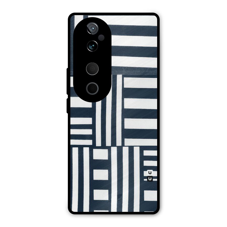 Square  Stripes Metal Back Case for Vivo T3 Ultra