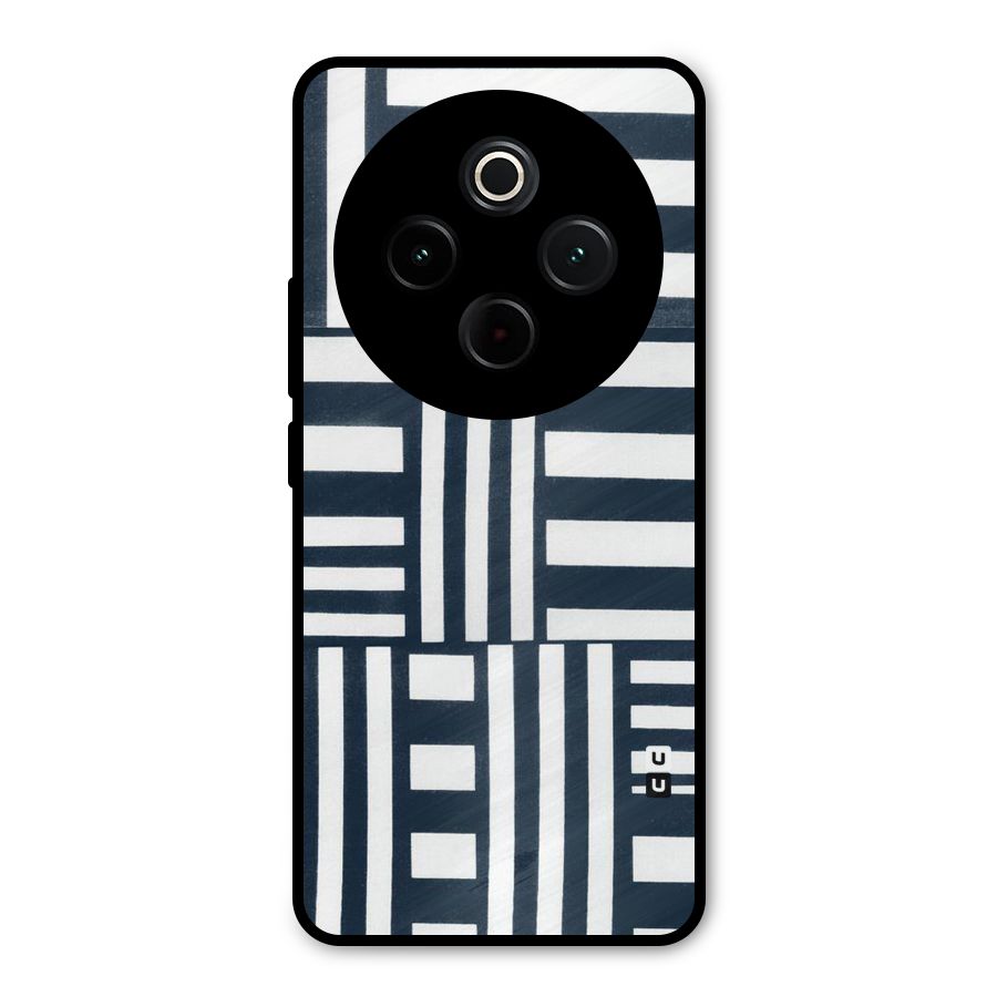 Square  Stripes Metal Back Case for Vivo T4