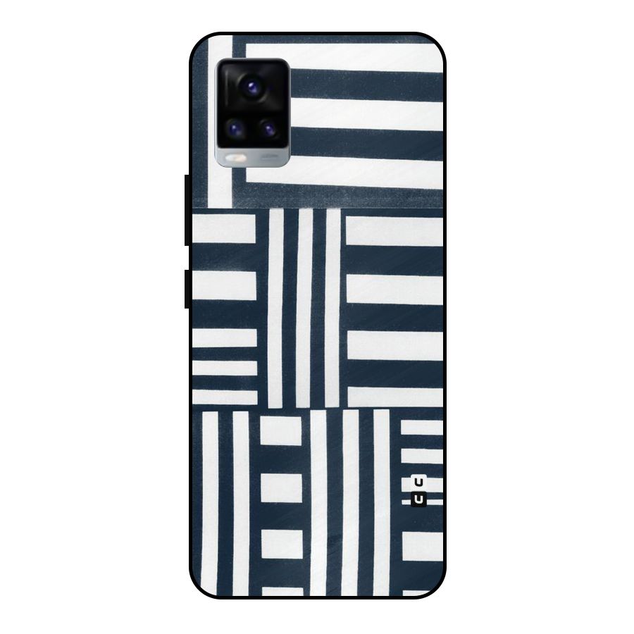 Square  Stripes Metal Back Case for Vivo V20 2021