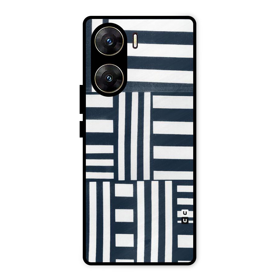 Square  Stripes Metal Back Case for Vivo V29e