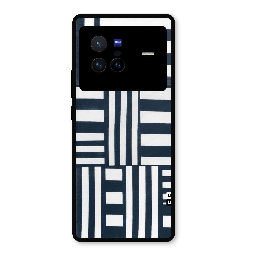 Square  Stripes Metal Back Case for Vivo X80