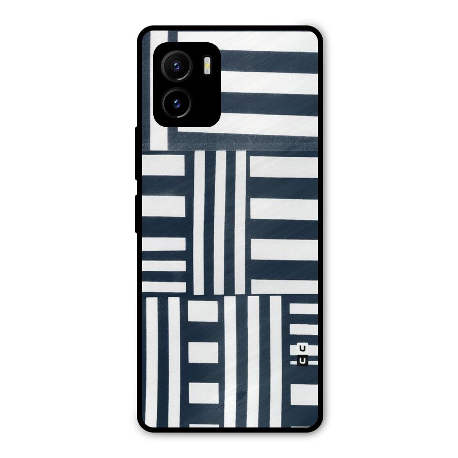 Square  Stripes Metal Back Case for Vivo Y15s