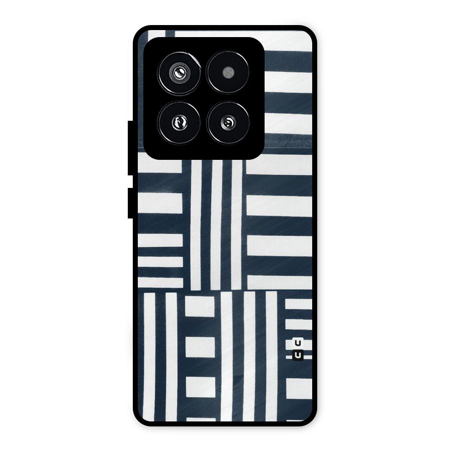 Square  Stripes Metal Back Case for Xiaomi 14 Pro