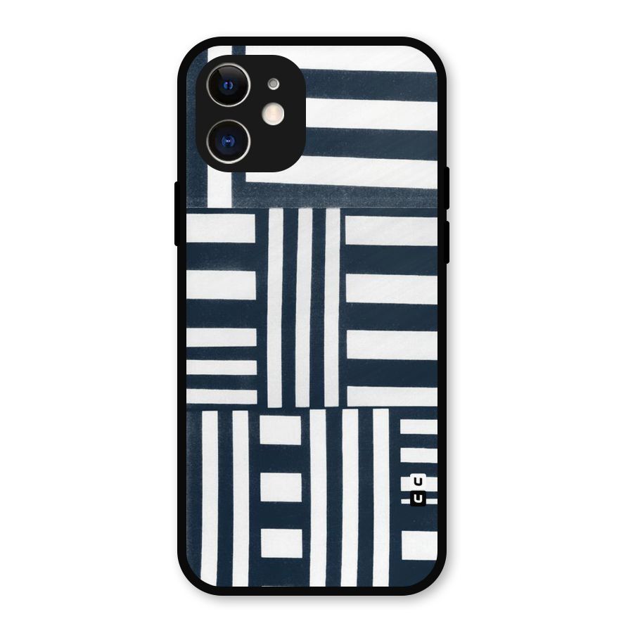 Square  Stripes Metal Back Case for iPhone 12
