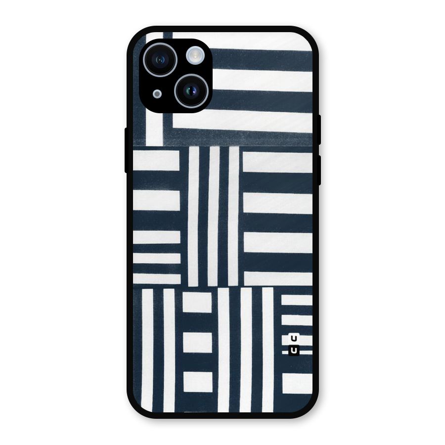 Square  Stripes Metal Back Case for iPhone 14