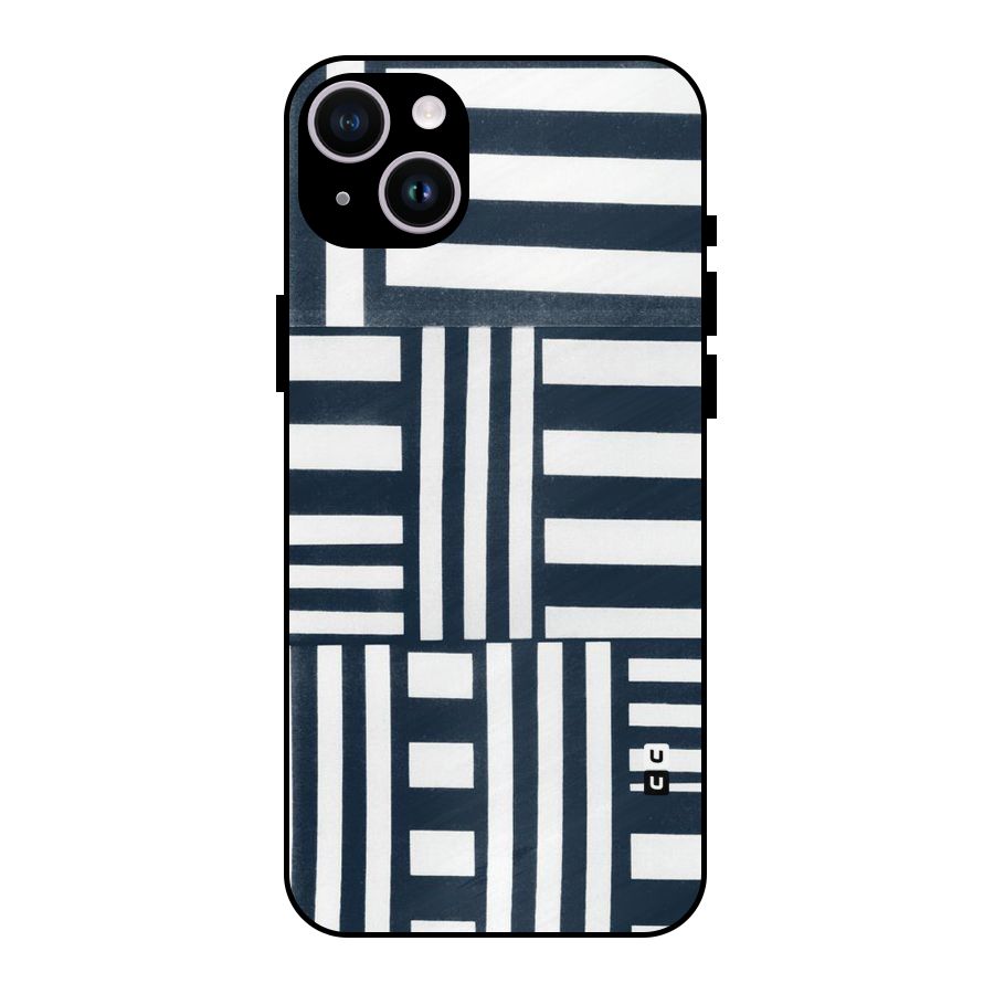 Square  Stripes Metal Back Case for iPhone 14 Plus