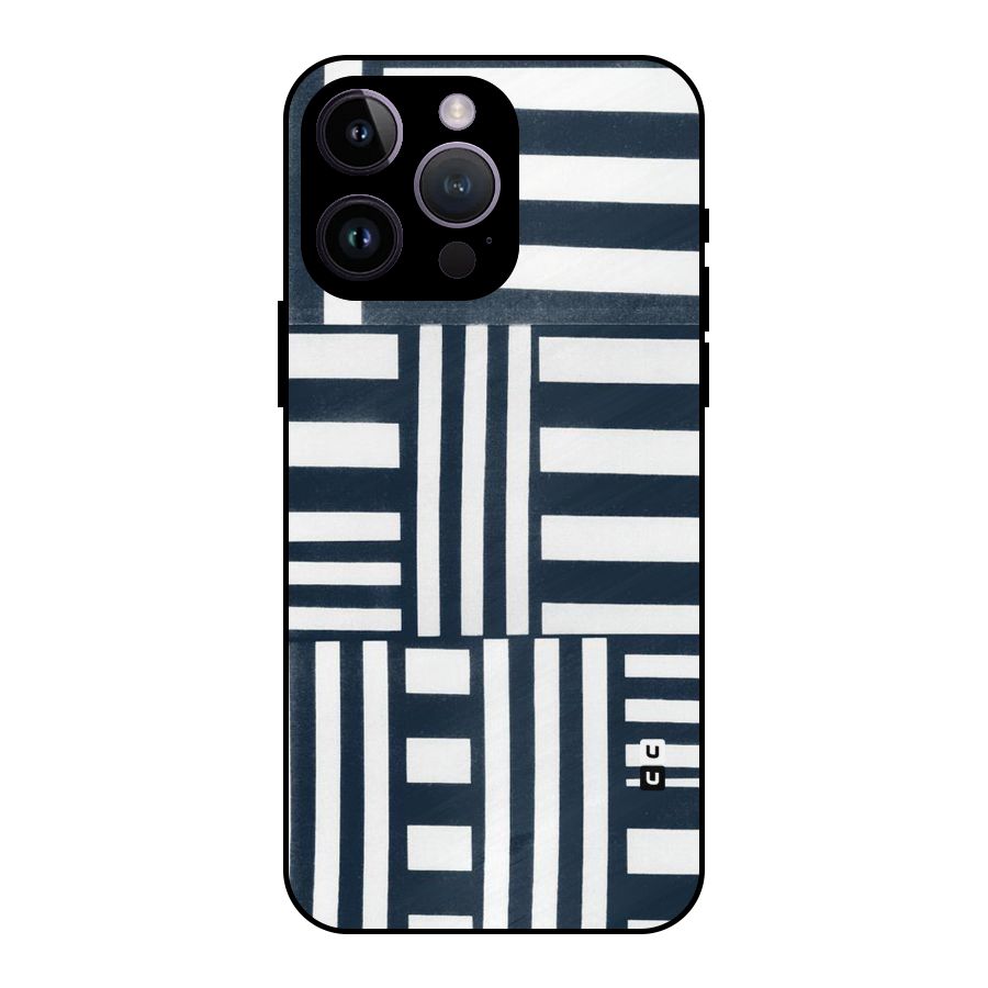 Square  Stripes Metal Back Case for iPhone 14 Pro Max