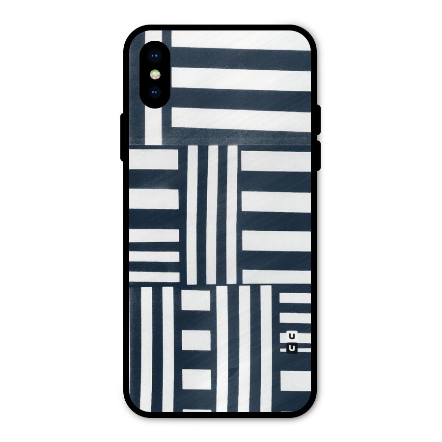 Square  Stripes Metal Back Case for iPhone XS