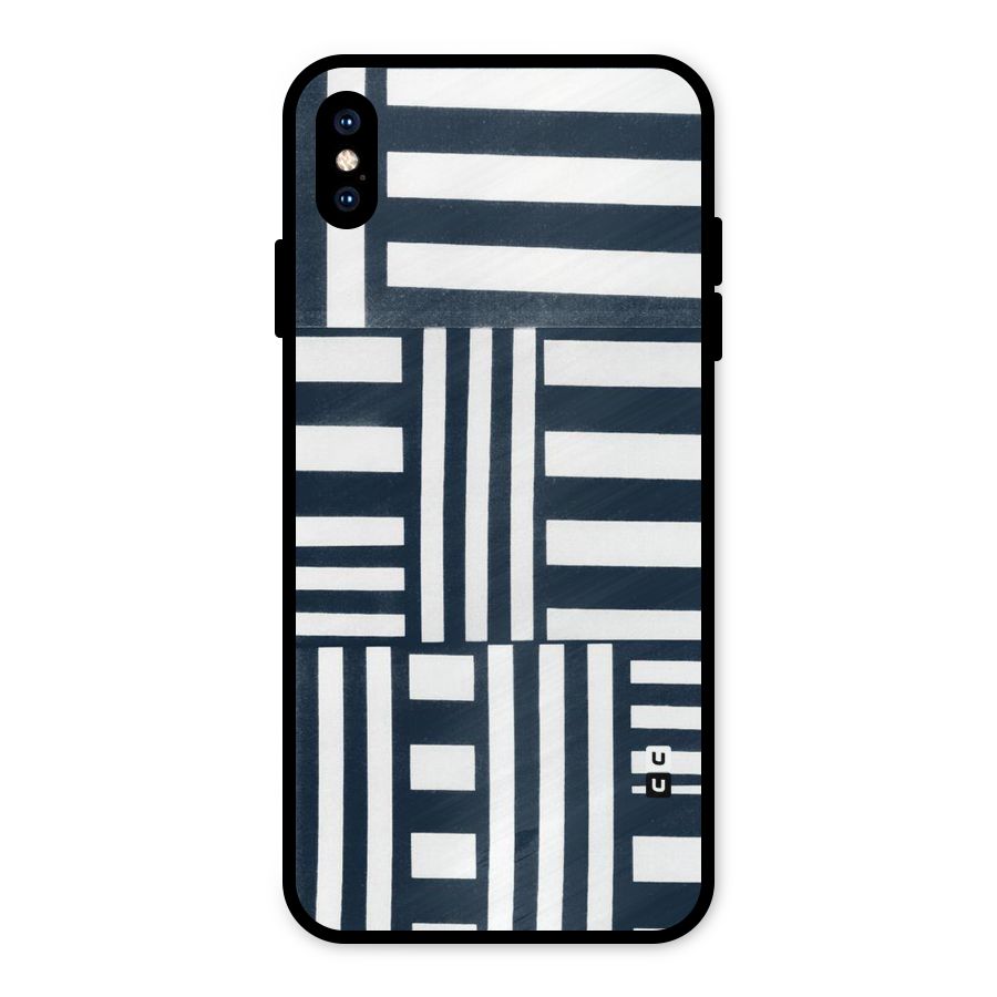 Square  Stripes Metal Back Case for iPhone XS Max