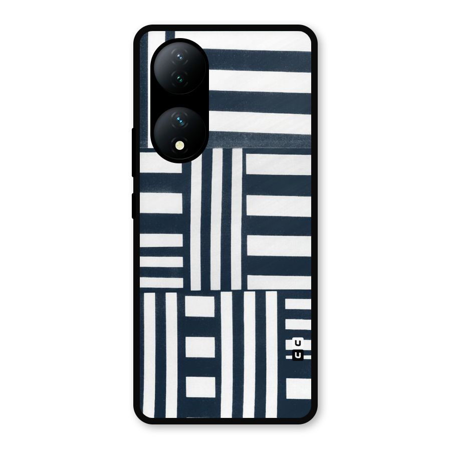 Square  Stripes Metal Back Case for iQOO Z7s