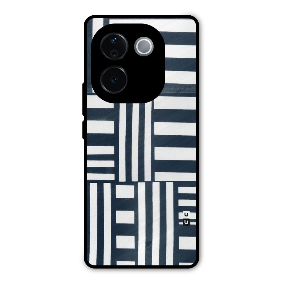 Square  Stripes Metal Back Case for iQOO Z9s Pro