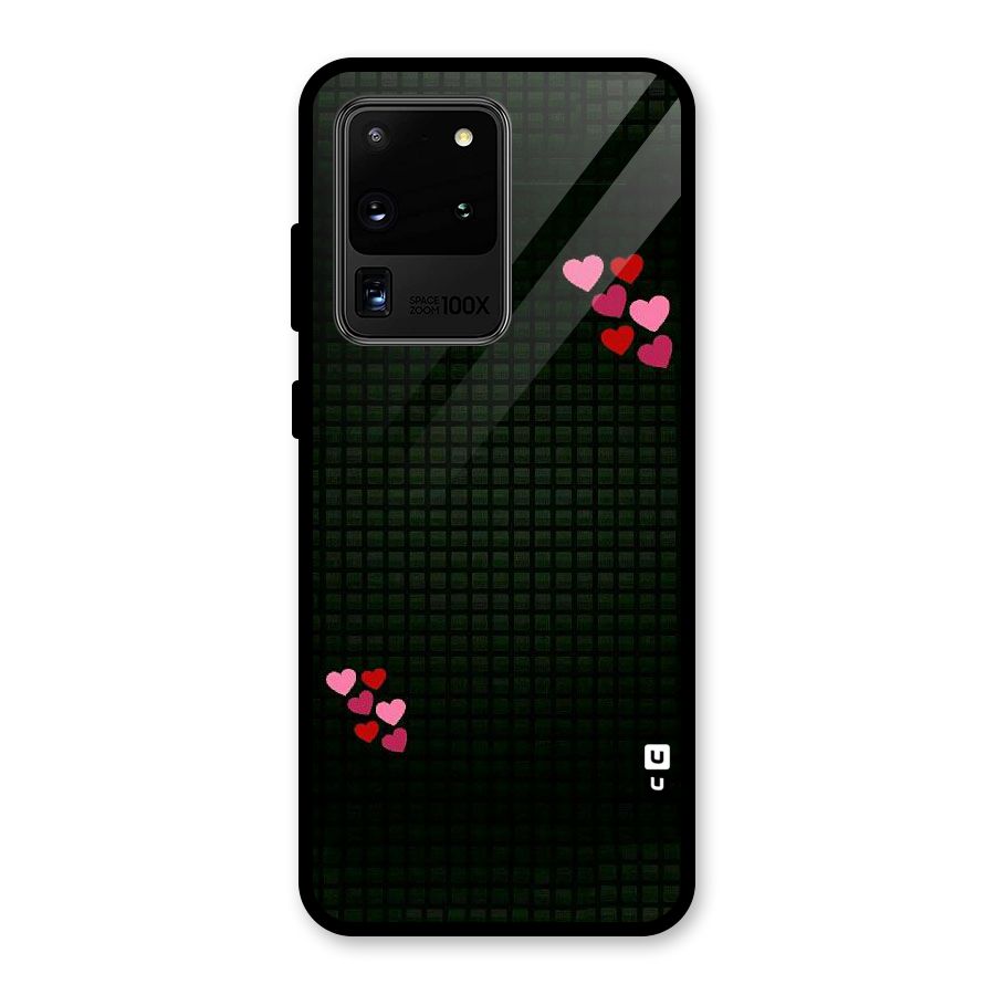 Square and Hearts Glass Back Case for Galaxy S20 Ultra