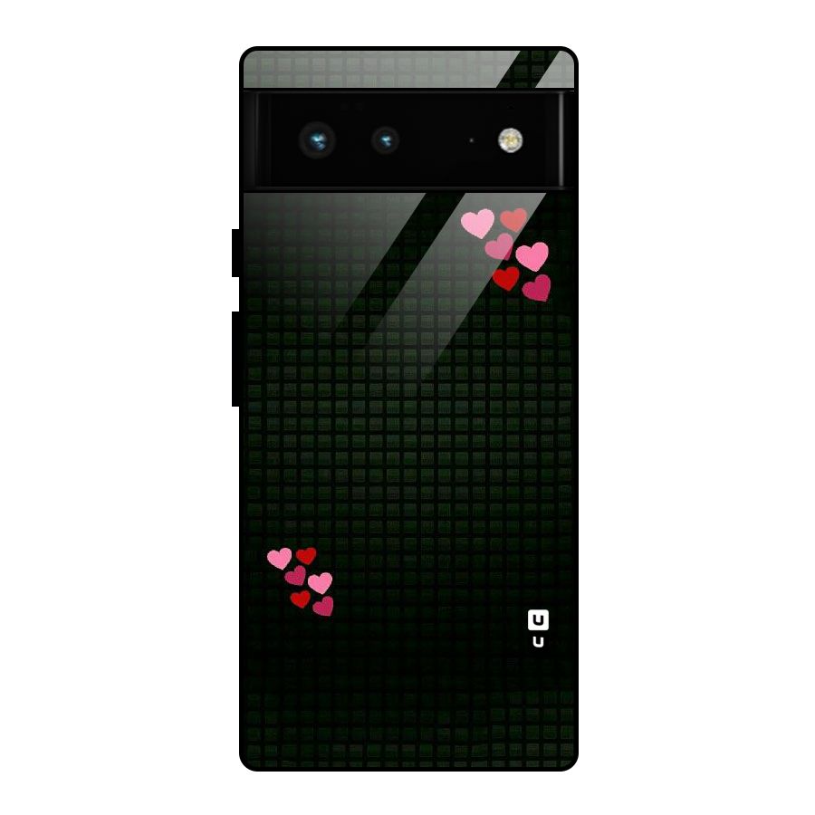 Square and Hearts Glass Back Case for Google Pixel 6