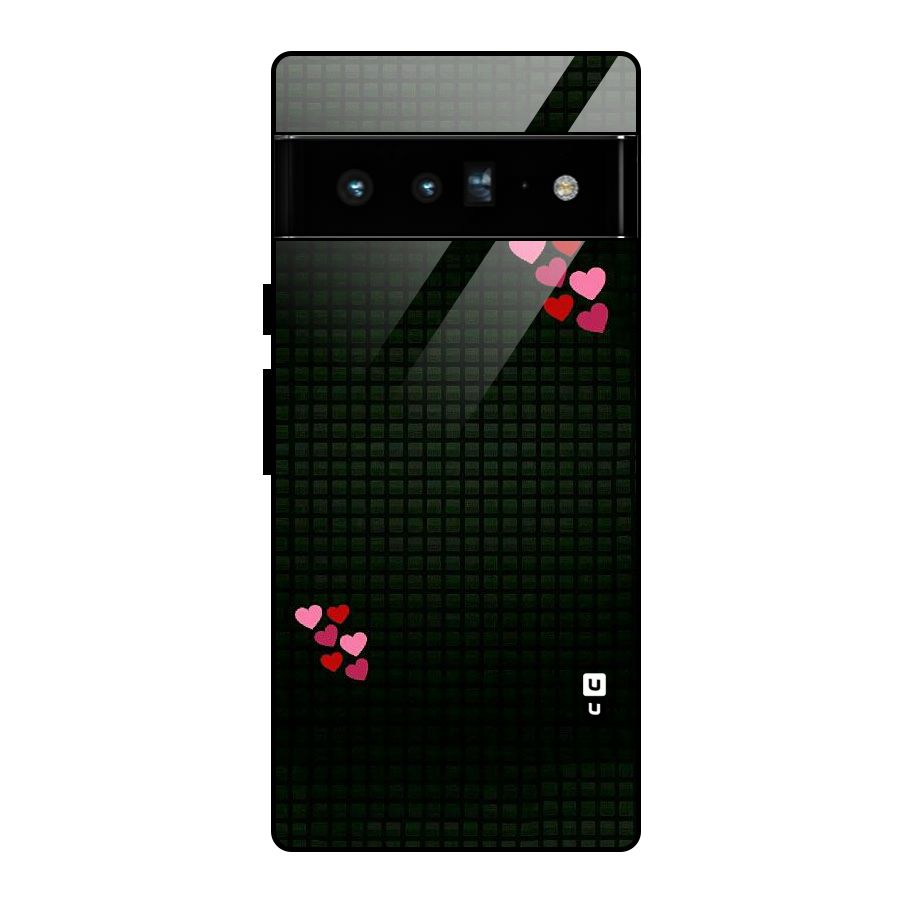 Square and Hearts Glass Back Case for Google Pixel 6 Pro
