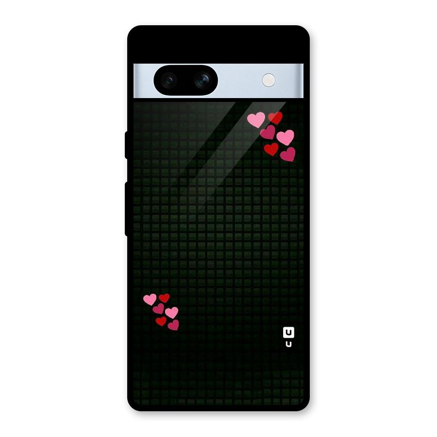 Square and Hearts Glass Back Case for Google Pixel 7a