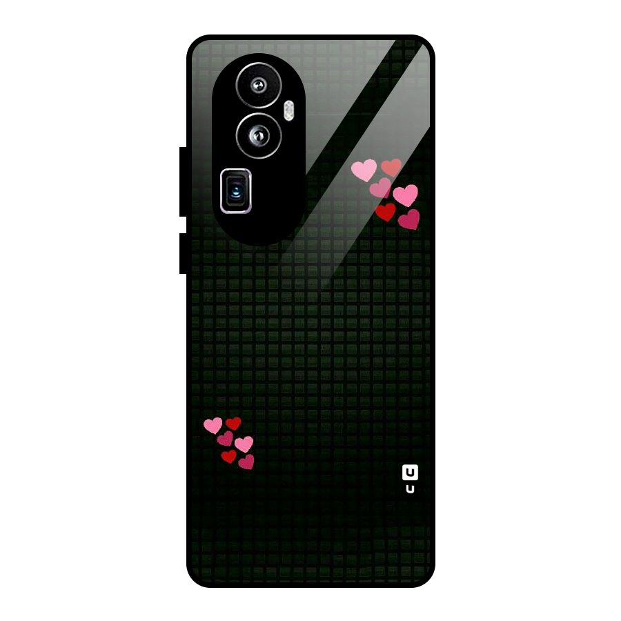 Square and Hearts Glass Back Case for Oppo Reno10 Pro Plus