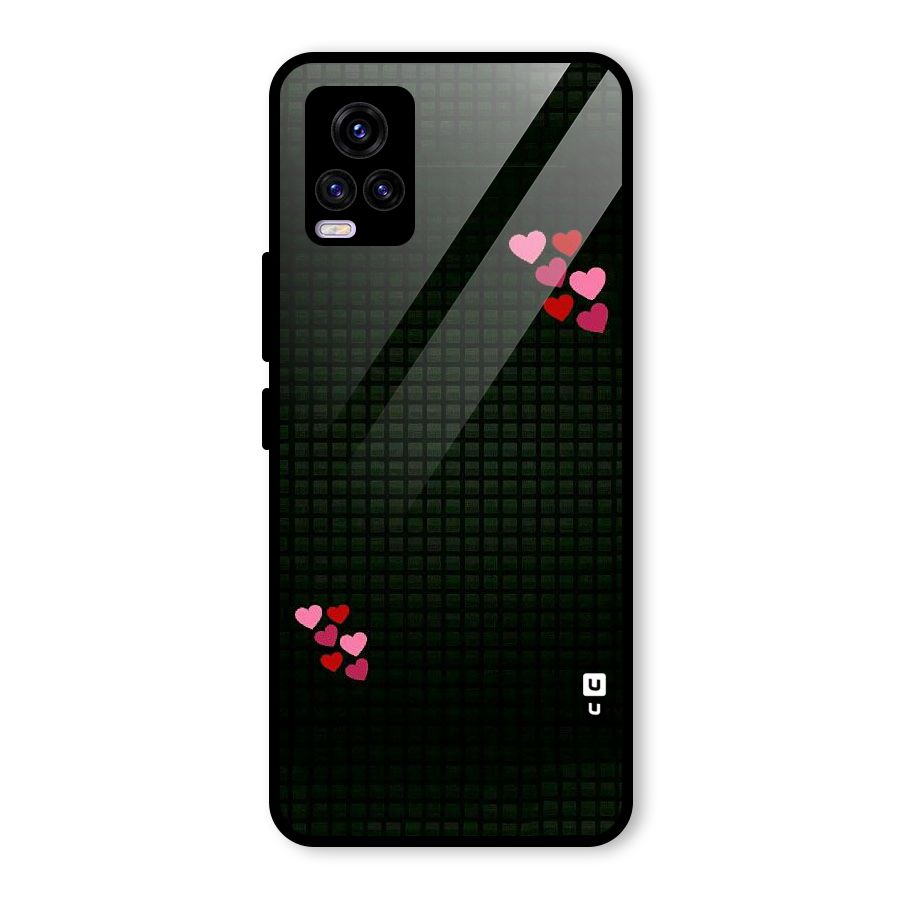 Square and Hearts Glass Back Case for Vivo V20 2021