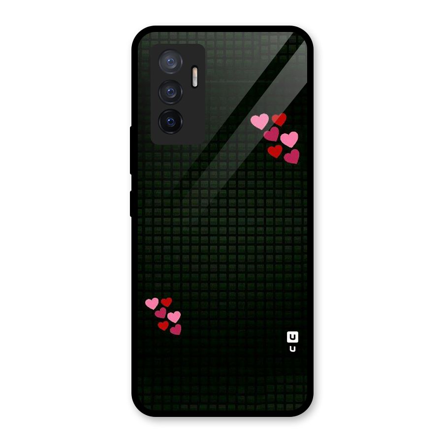 Square and Hearts Glass Back Case for Vivo V23e