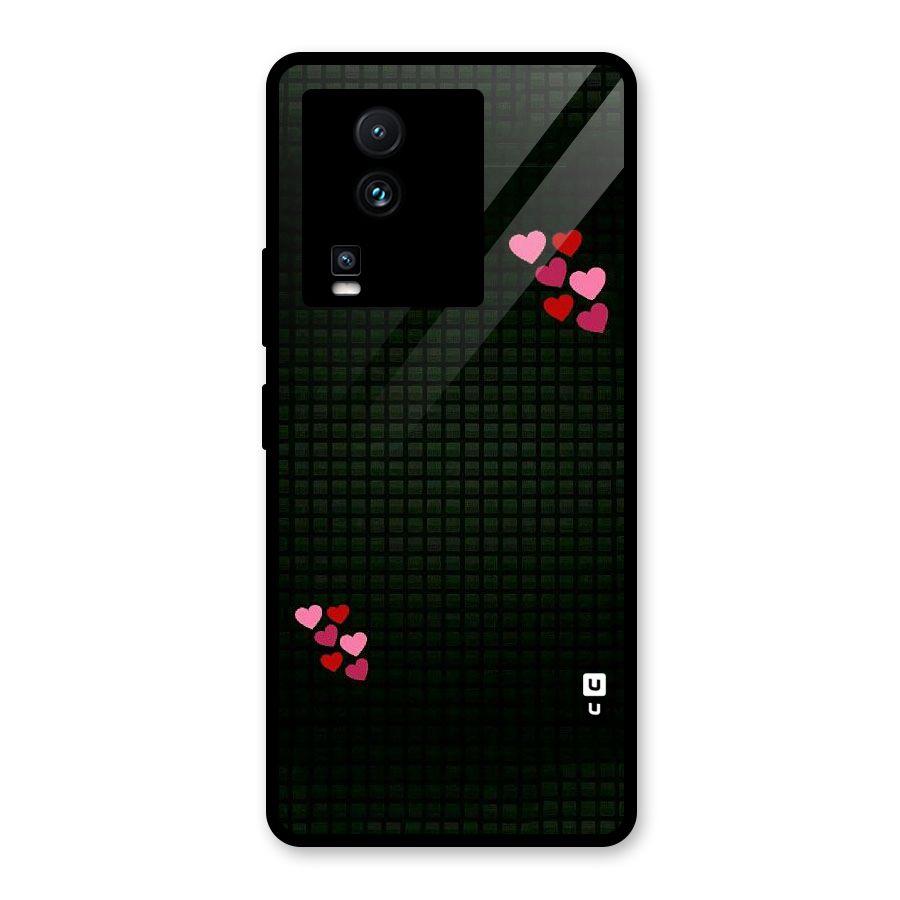 Square and Hearts Glass Back Case for Vivo iQOO Neo 7 Pro