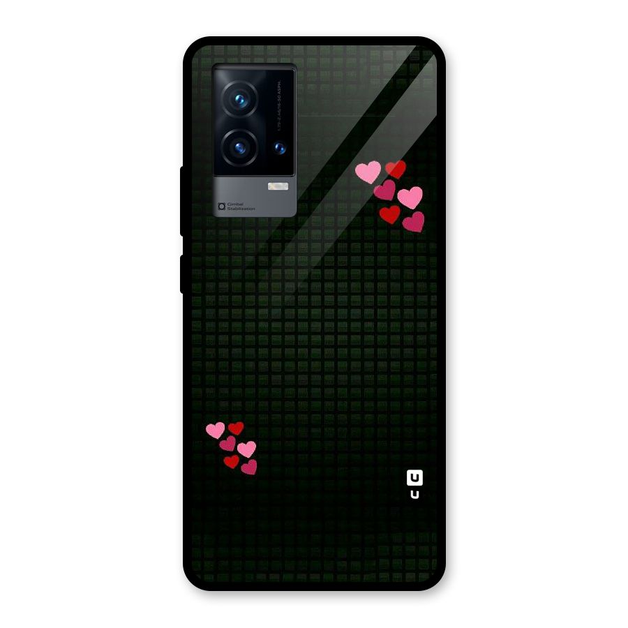 Square and Hearts Glass Back Case for iQOO 9 5G