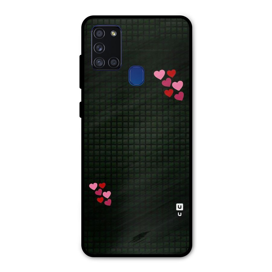 Square and Hearts Metal Back Case for Galaxy A21s