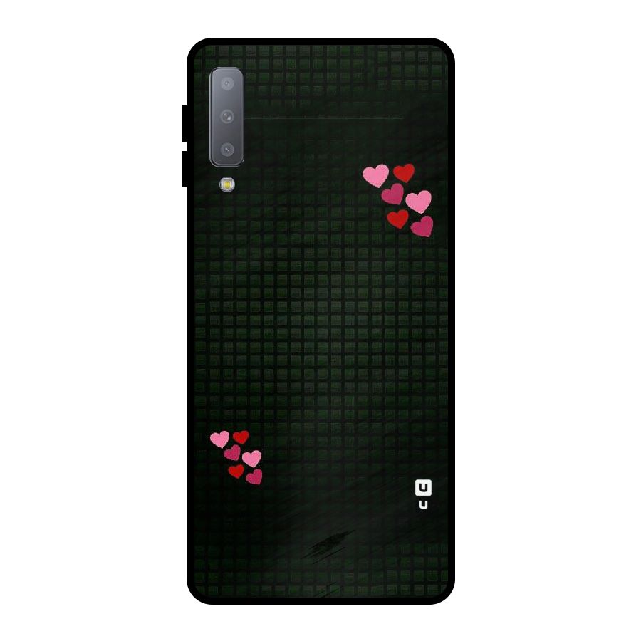 Square and Hearts Metal Back Case for Galaxy A7 (2018)