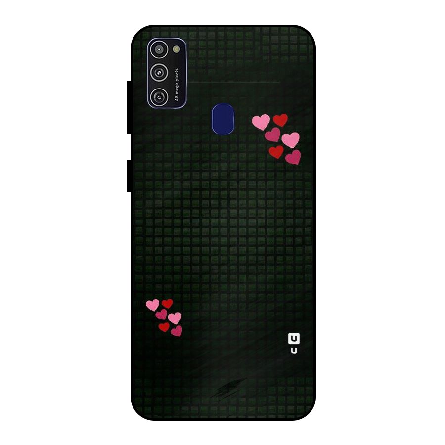 Square and Hearts Metal Back Case for Galaxy M21