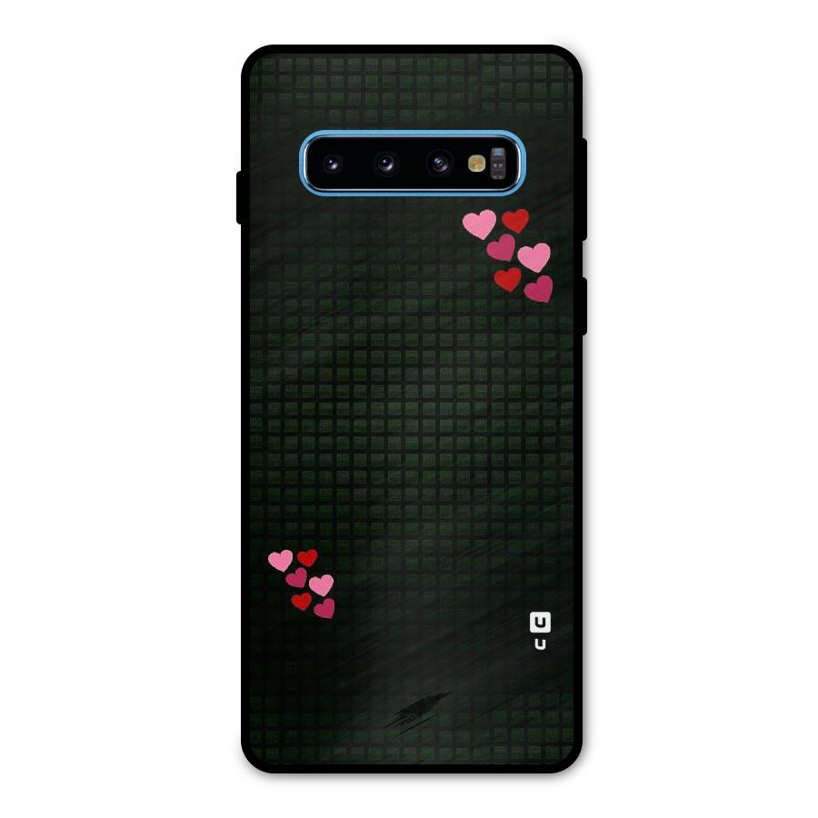Square and Hearts Metal Back Case for Galaxy S10