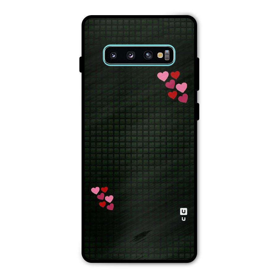 Square and Hearts Metal Back Case for Galaxy S10 Plus