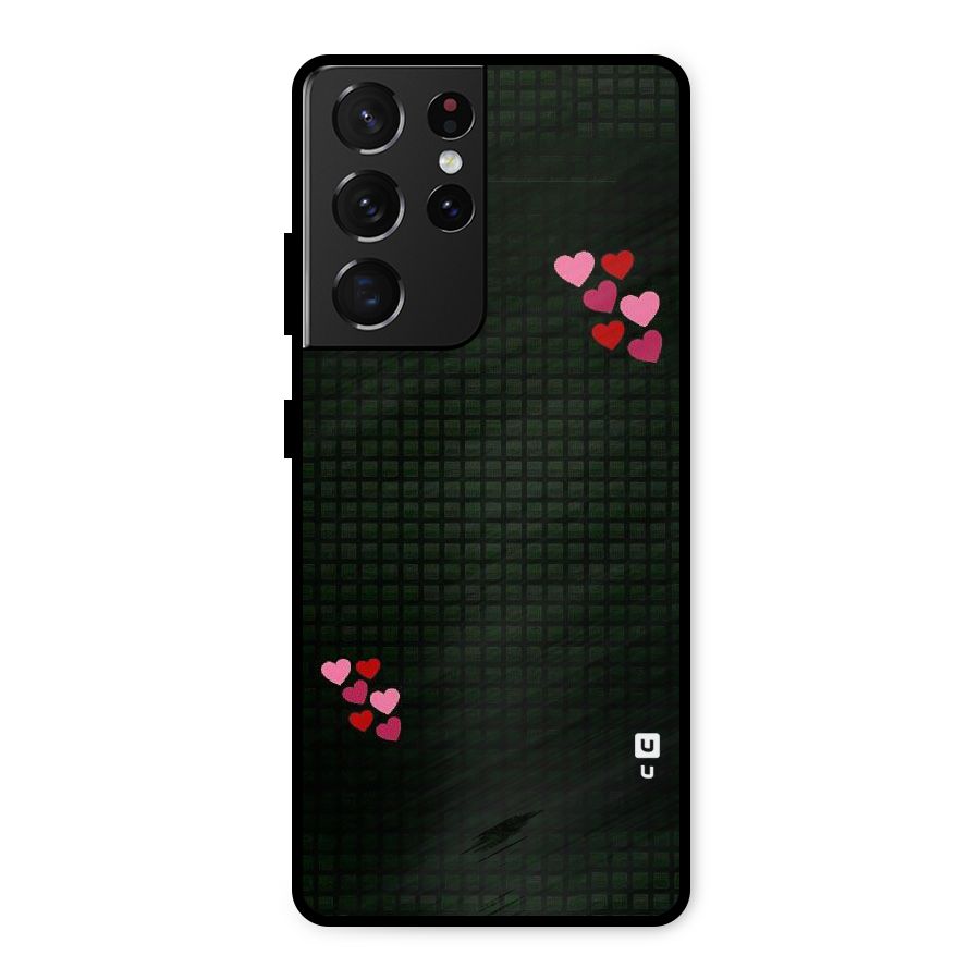 Square and Hearts Metal Back Case for Galaxy S21 Ultra 5G