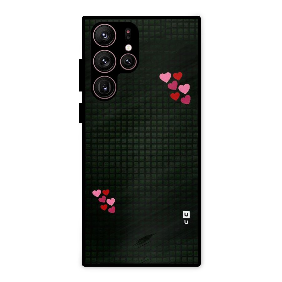 Square and Hearts Metal Back Case for Galaxy S22 Ultra 5G