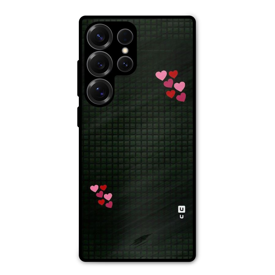 Square and Hearts Metal Back Case for Galaxy S25 Ultra