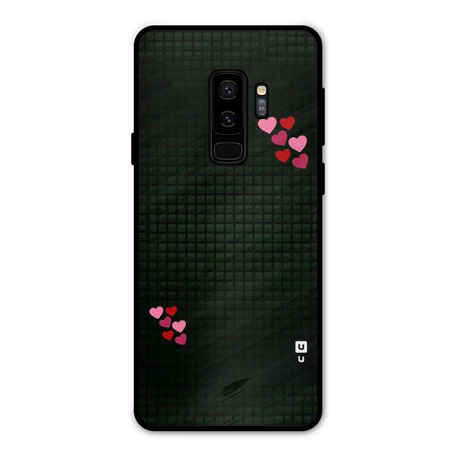 Square and Hearts Metal Back Case for Galaxy S9 Plus